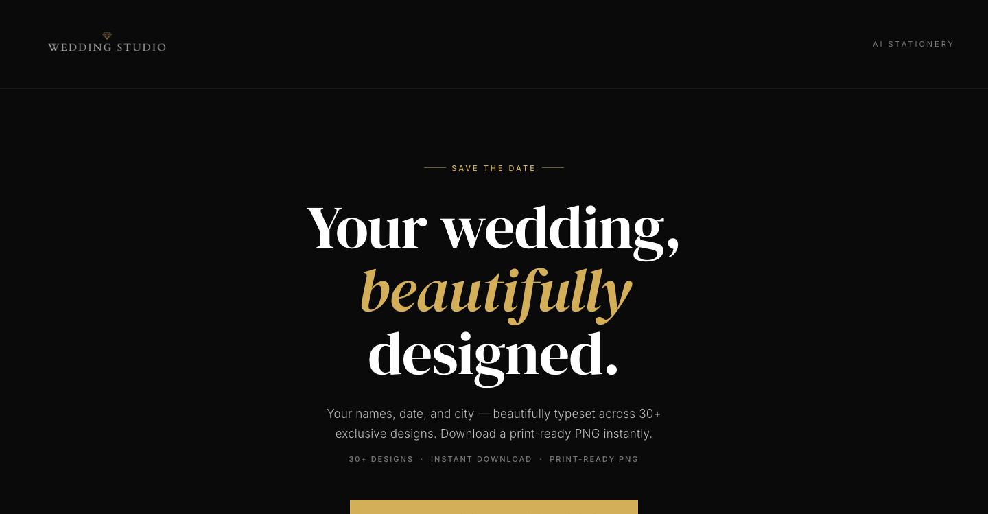 Wedding Studio landing page